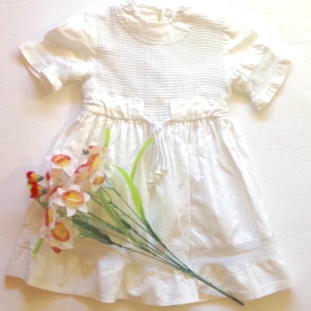 🤍 Girl's RARE Vintage PAULA LEE White Linen DRESS - England, LUXURY
